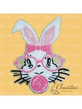 Bunny Easter Large Bunny Chenille Iron-on Patch